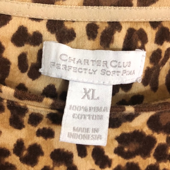 Charter Club Perfectly Soft Pima Leopard print top - Picture 3 of 3